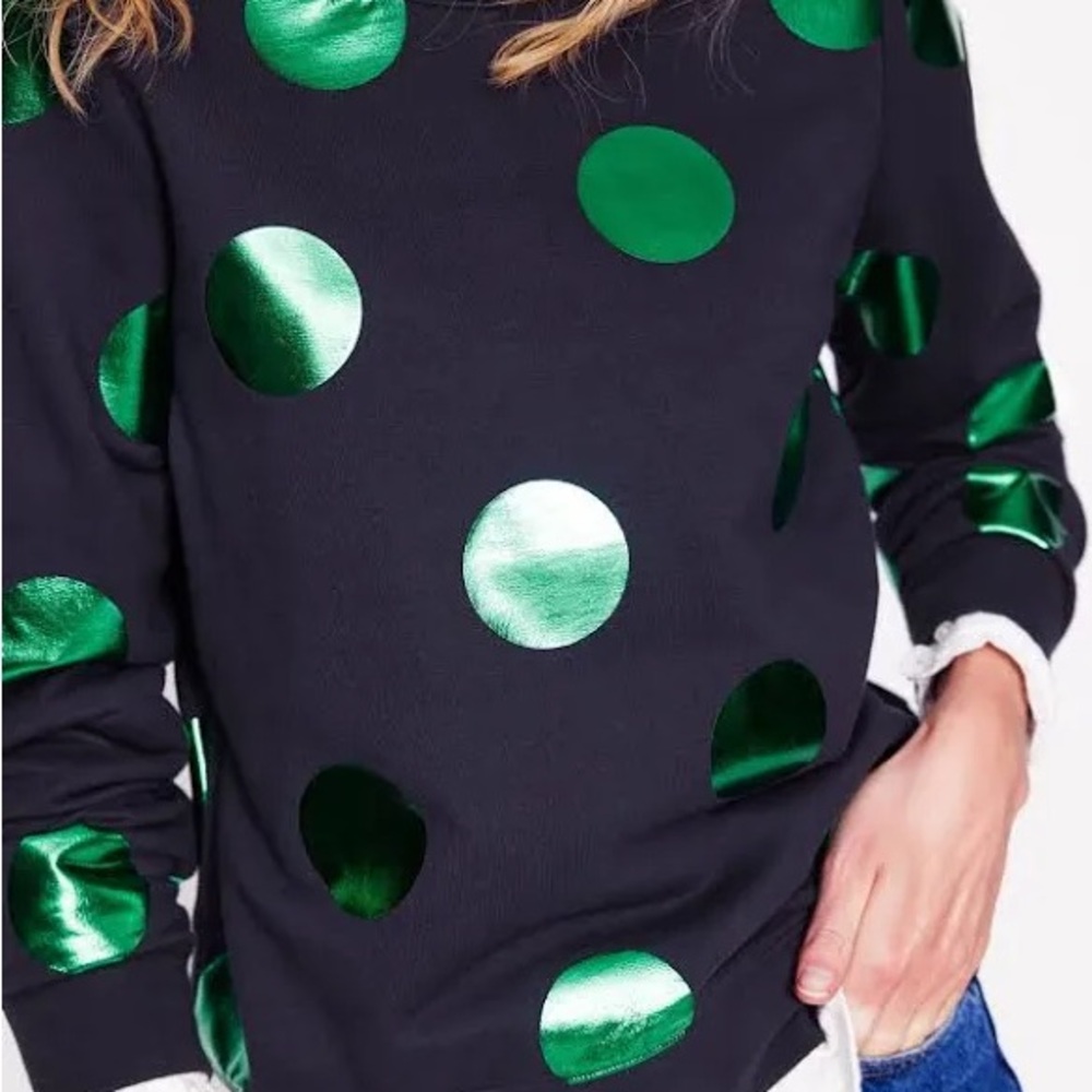 Boden Hannah Printed Sweatshirt in Navy & Green - NWT - Large